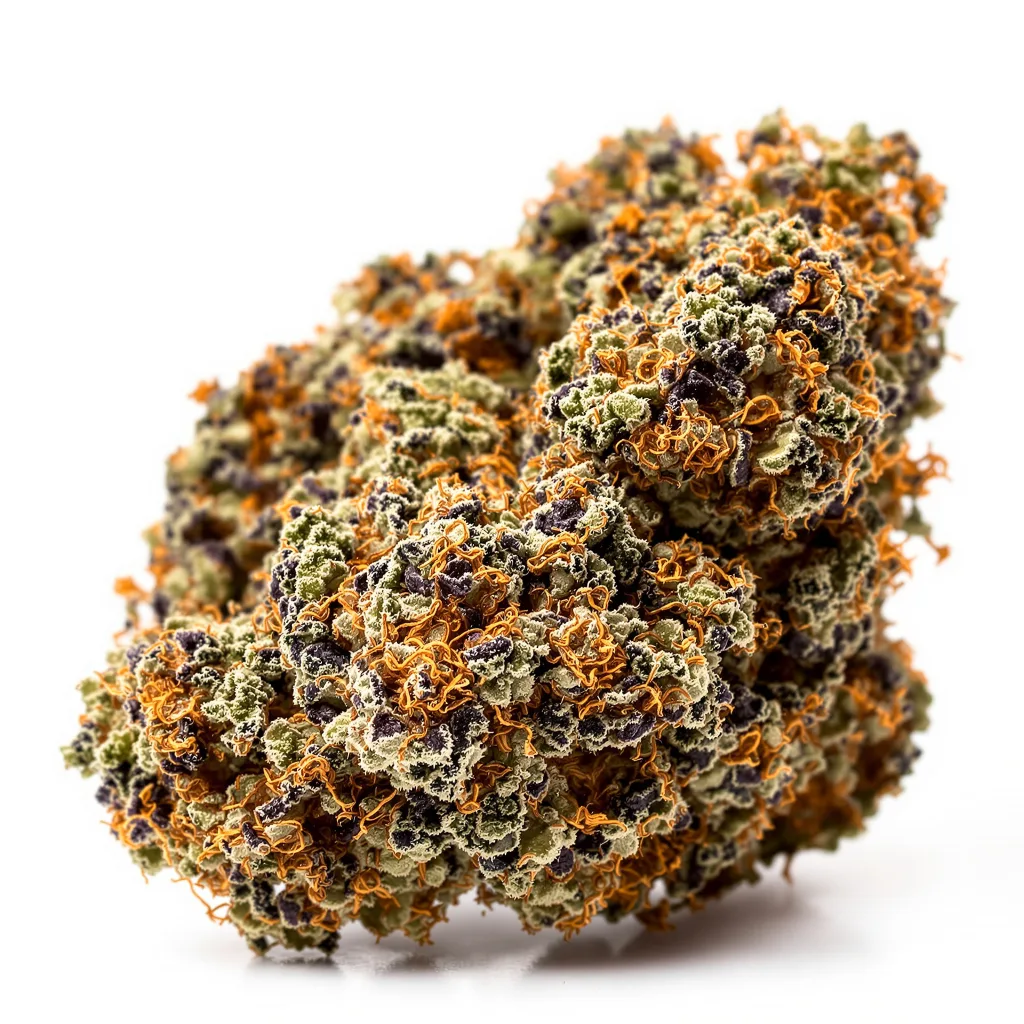 Tangerine Kush 70% indica / 30% sativa flower with visible trichomes