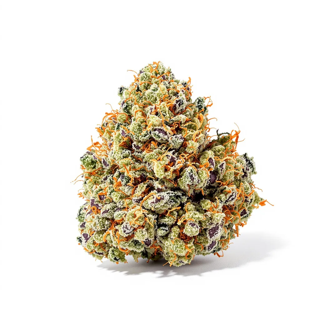 Tango 53% indica / 47% sativa flower with visible trichomes