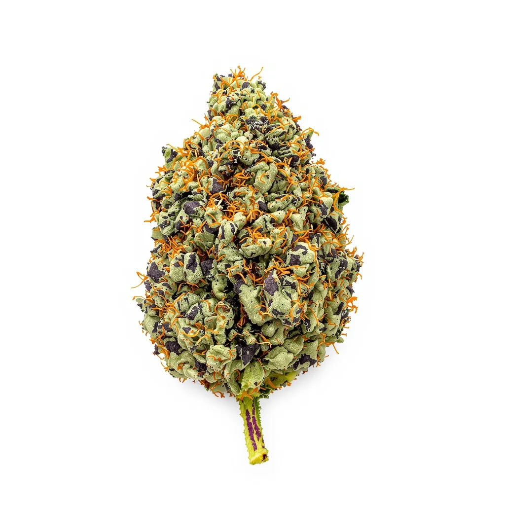 The OX 83% indica / 17% sativa flower with visible trichomes