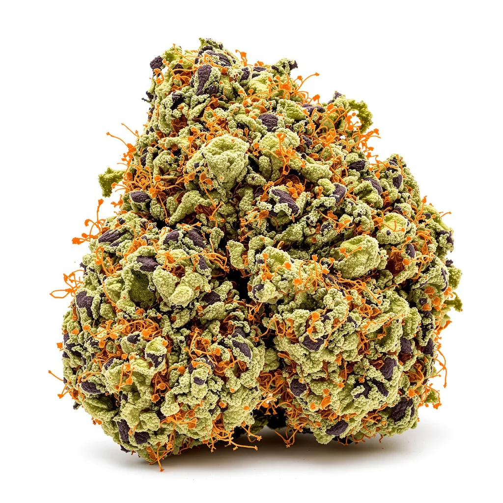 The Sister 77% indica / 23% sativa flower with visible trichomes