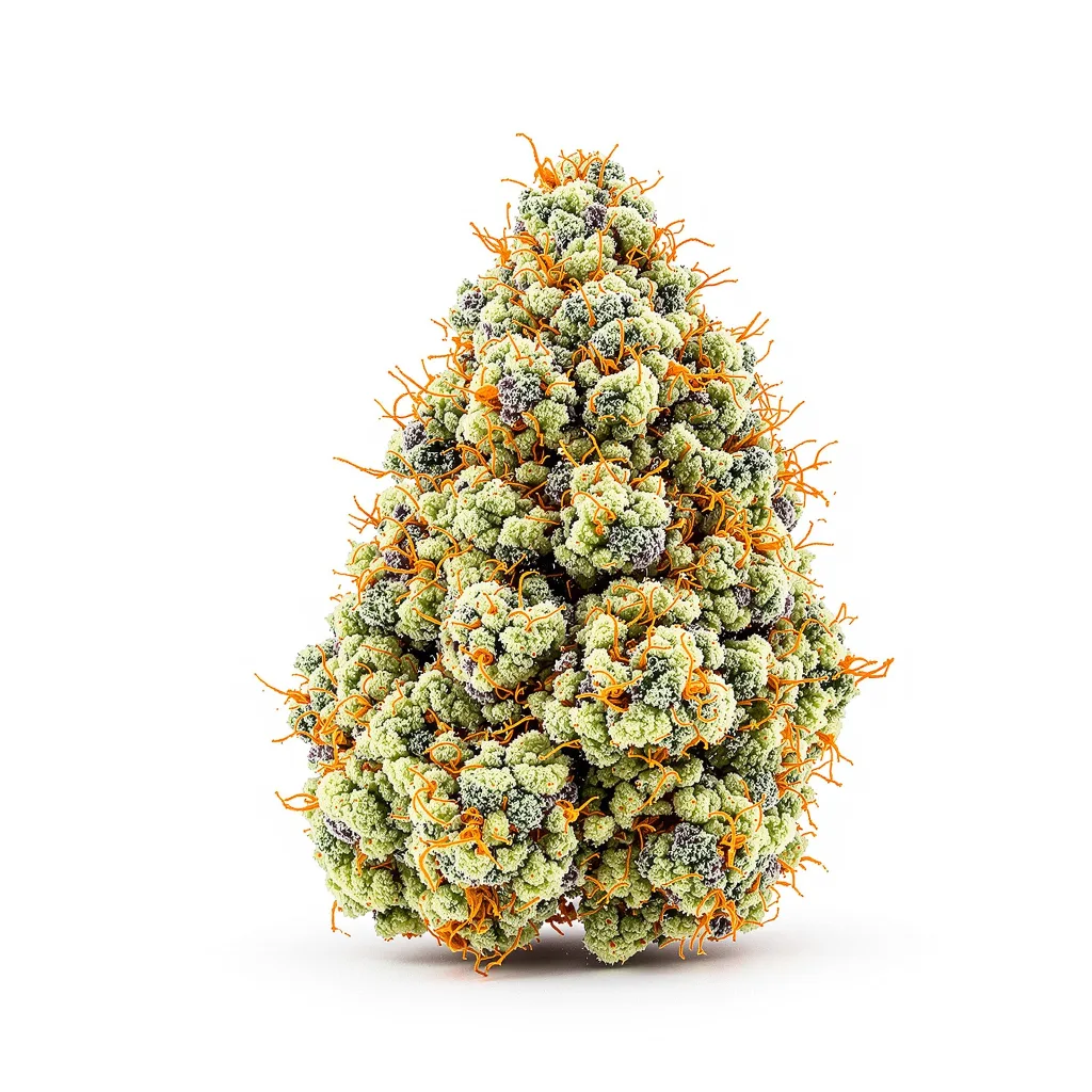 Tiger’s Milk 48% indica / 52% sativa flower with visible trichomes