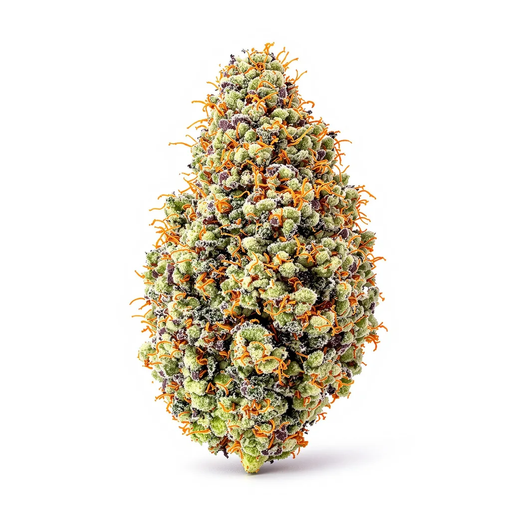 Tiger Woods 47% indica / 53% sativa flower with visible trichomes