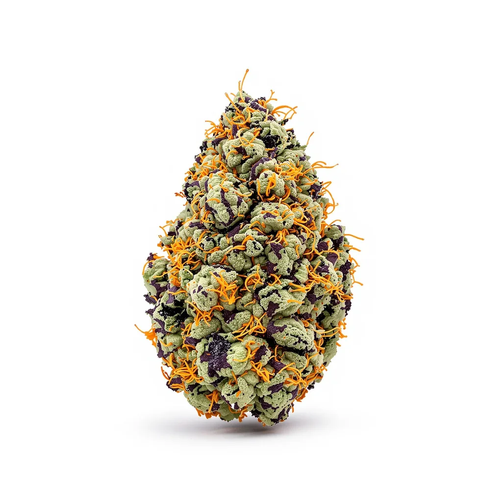 Triangle Kush 70% indica / 20% sativa flower with visible trichomes