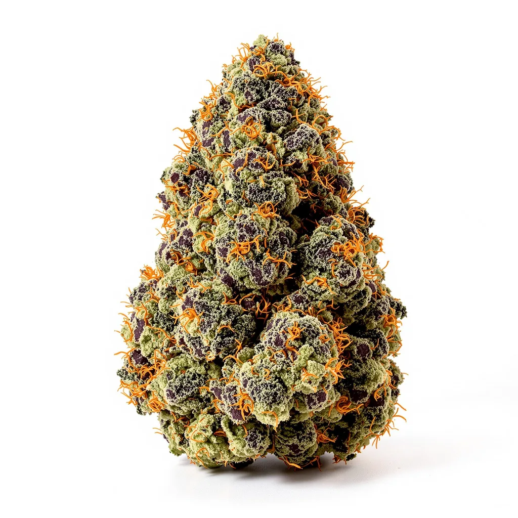 Tuna Kush 70% indica / 30% sativa flower with visible trichomes