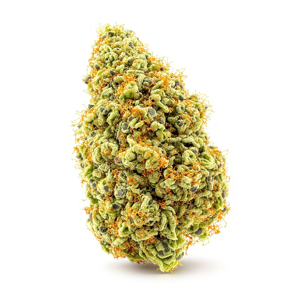 Turbo Mind Warp 20% indica / 80% sativa flower with visible trichomes