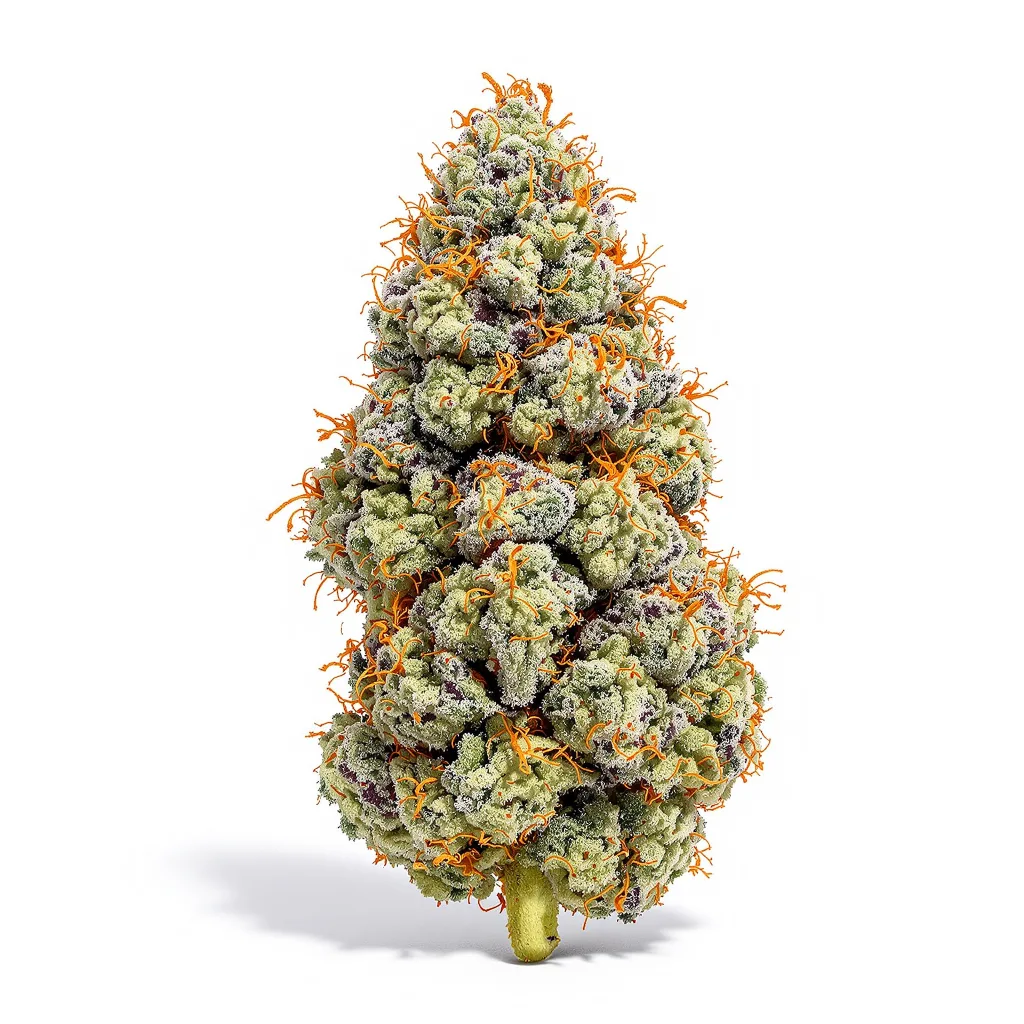 Tutti Frutti 44% indica / 56% sativa flower with visible trichomes