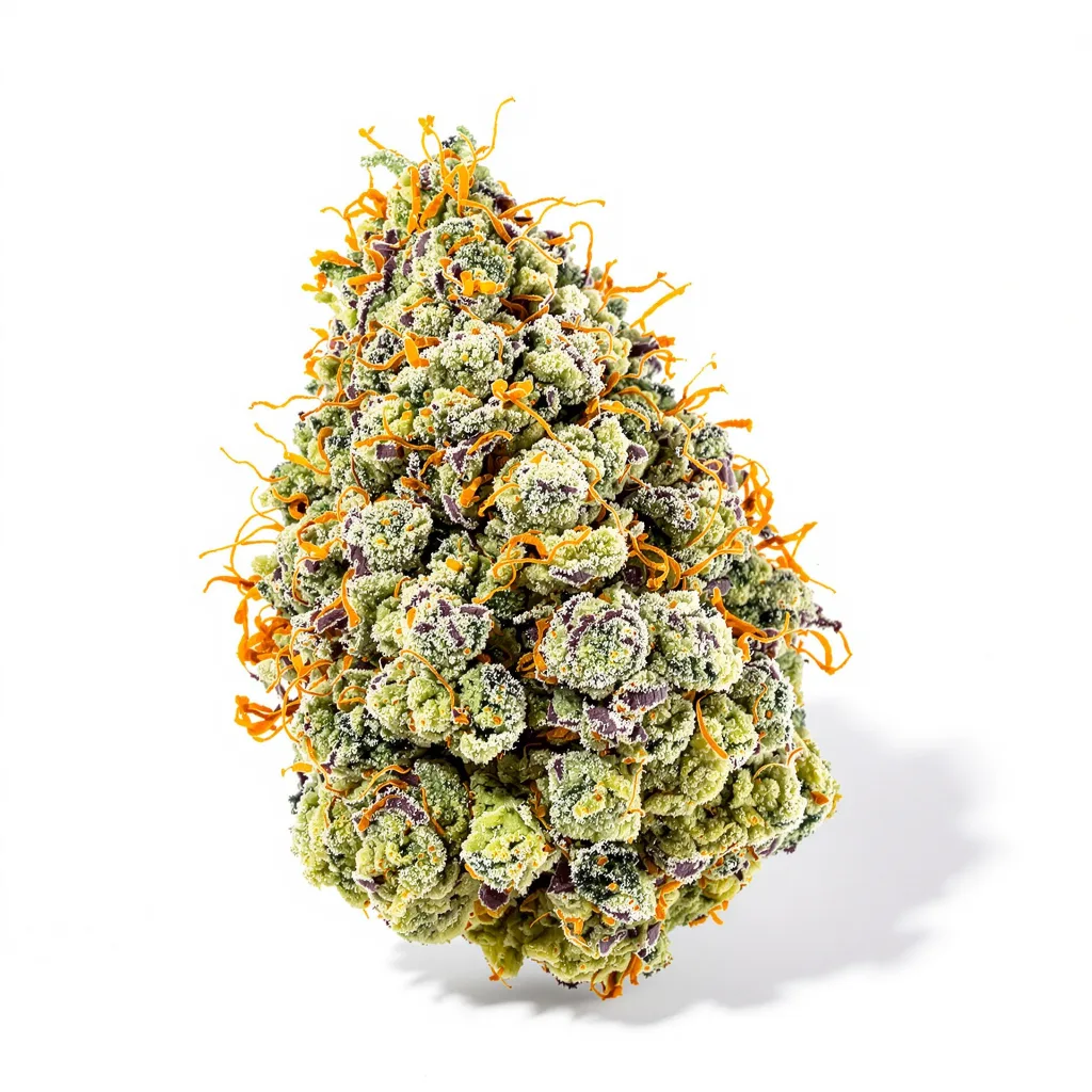 UK Cheese 40% indica / 50% sativa flower with visible trichomes