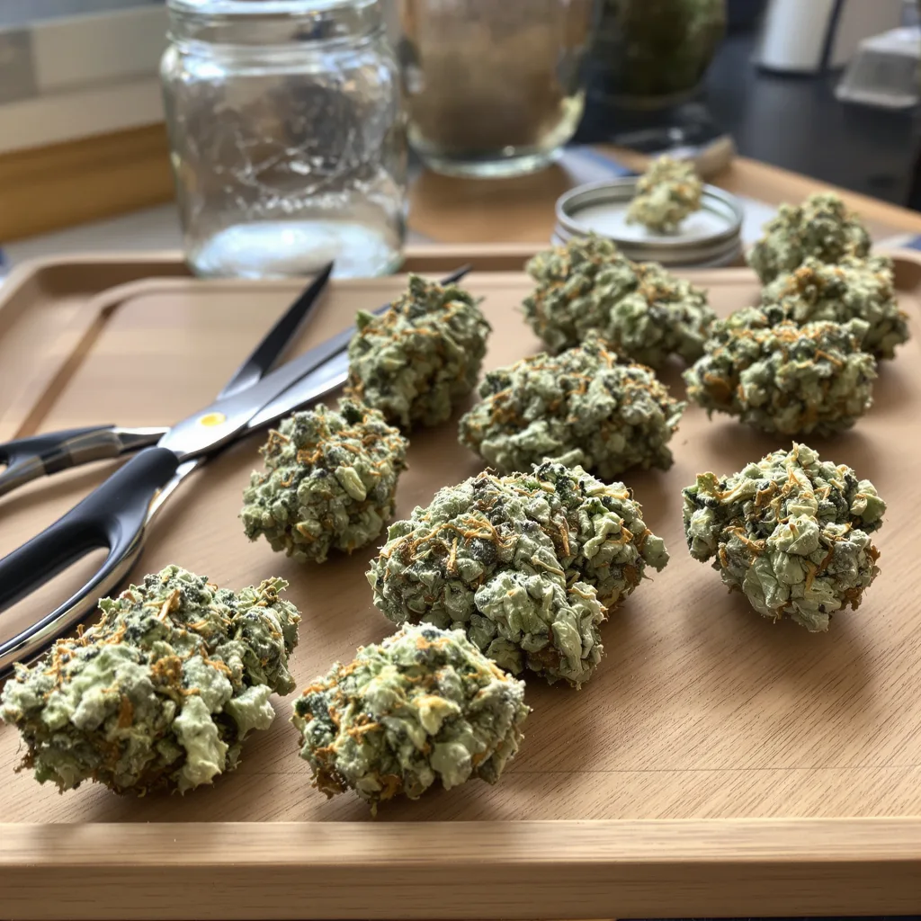 Valentine X CBD 44% indica / 56% sativa flower with visible trichomes