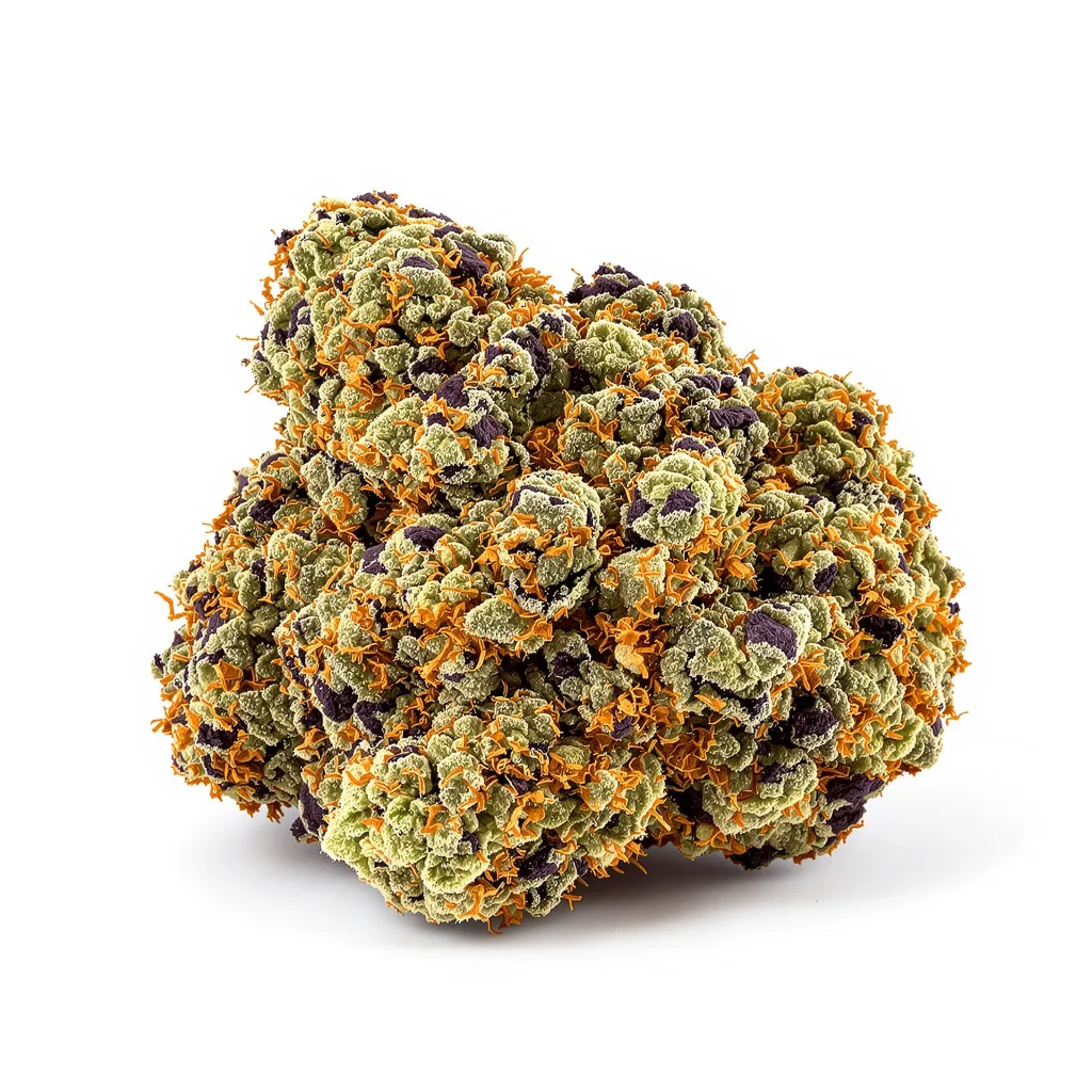 Watermelon Bubblegum 70% indica / 30% sativa flower with visible trichomes