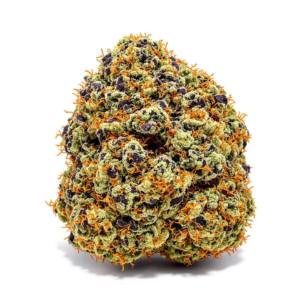 Wedding Pie 78% indica / 22% sativa flower with visible trichomes