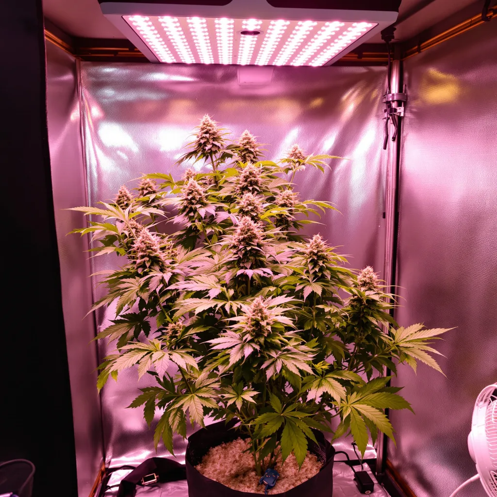 Whitaker Blues cannabis plant in flowering stage — 90-130 cm feminised