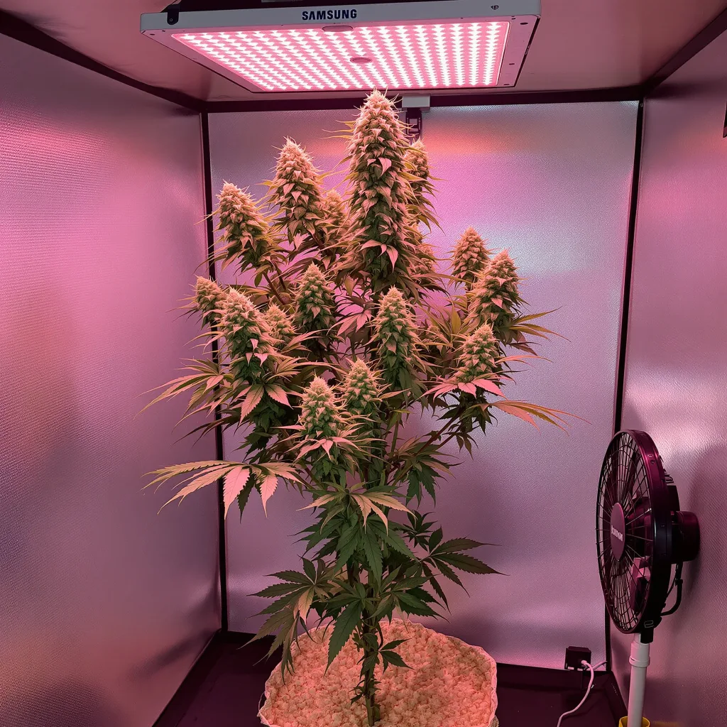 White Fire OG cannabis plant in flowering stage — 60-100 cm autoflower