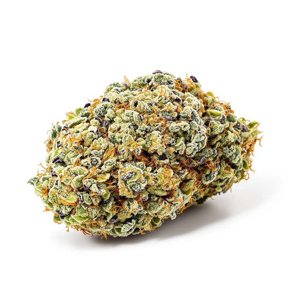 White Gold 60% indica / 30% sativa flower with visible trichomes