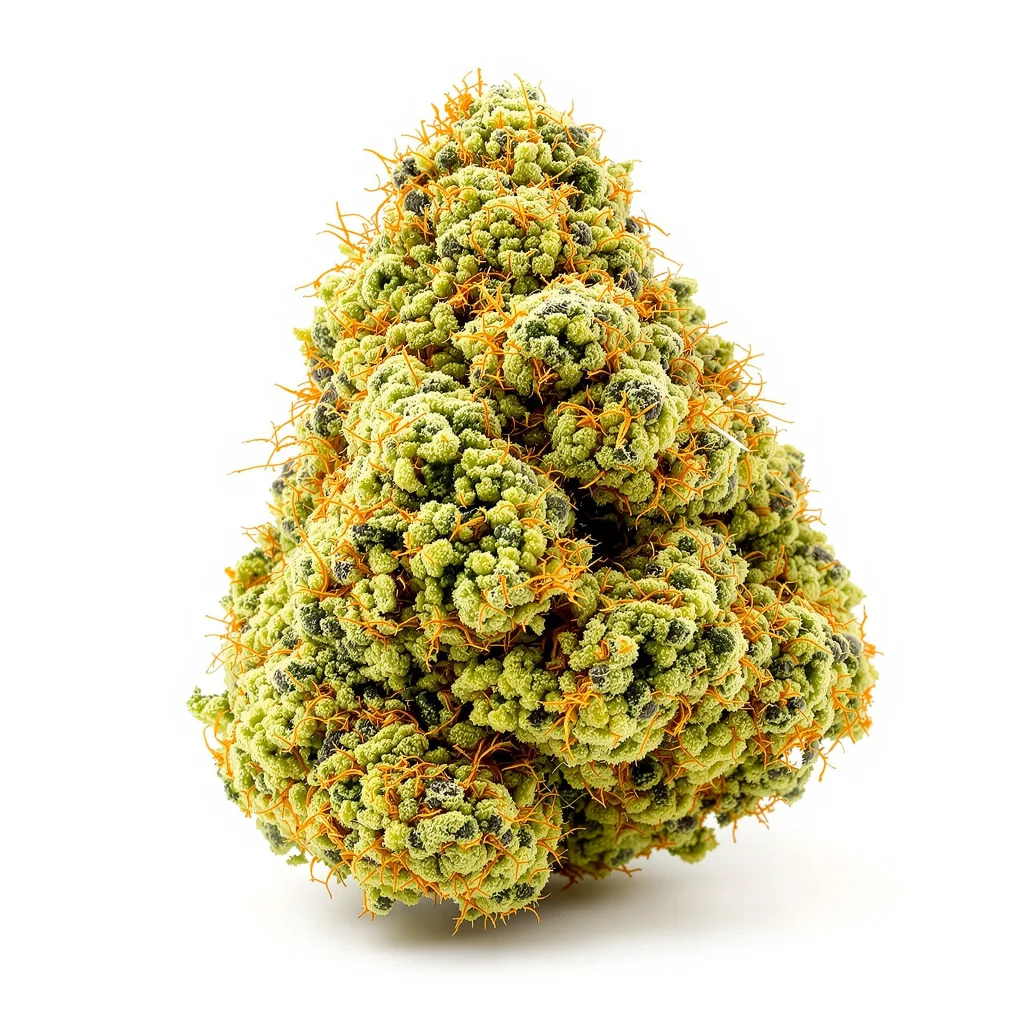 White Nightmare 20% indica / 70% sativa flower with visible trichomes