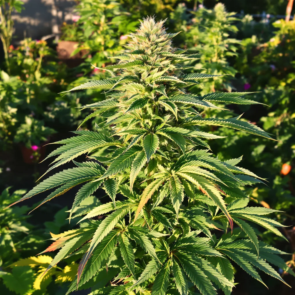 White Rhino 100% indica / 50% sativa flower with visible trichomes