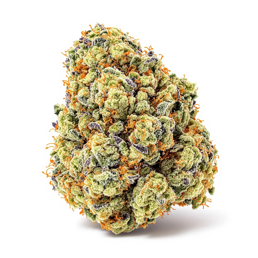 White Widow 50% indica / 40% sativa flower with visible trichomes