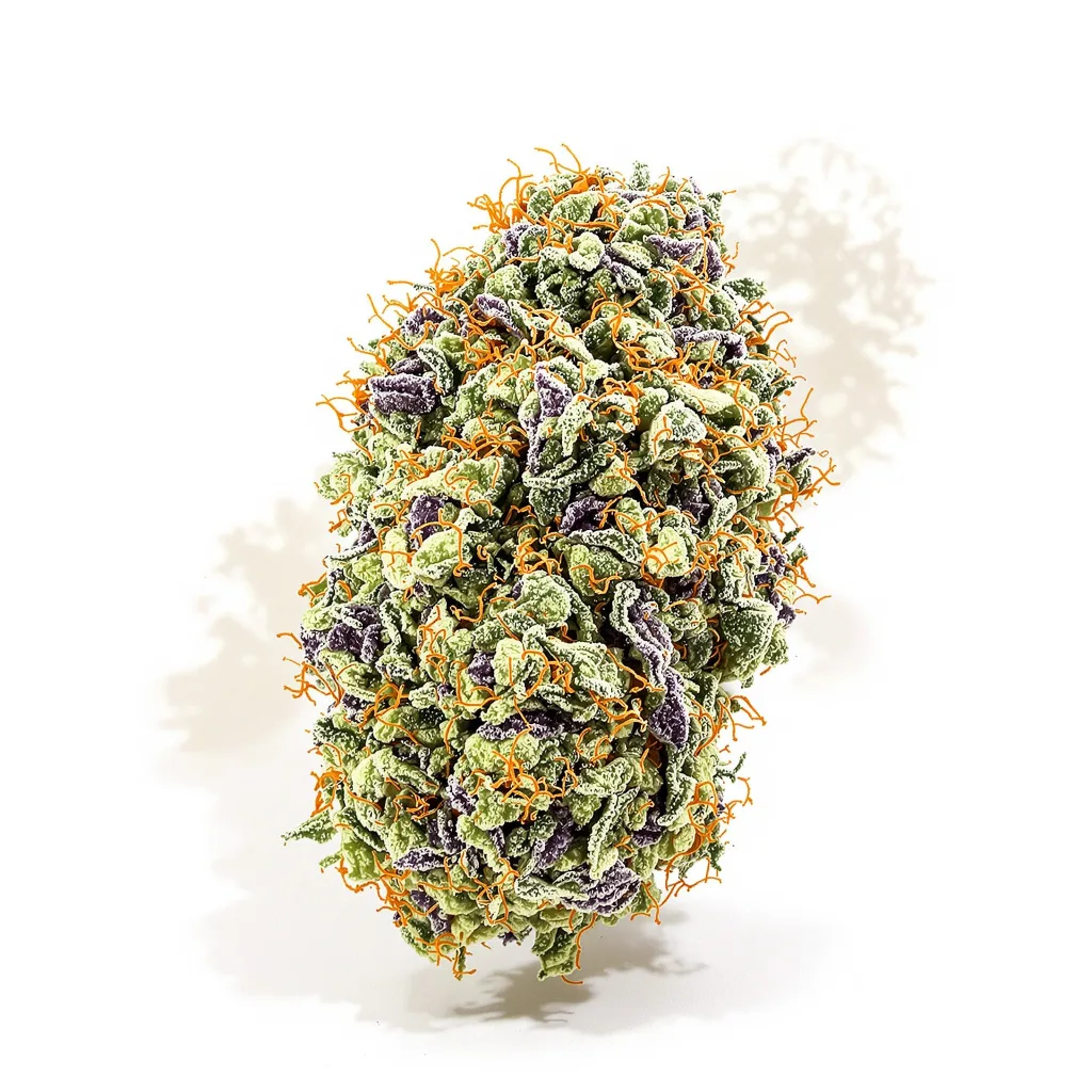 Whiteout 39% indica / 61% sativa flower with visible trichomes