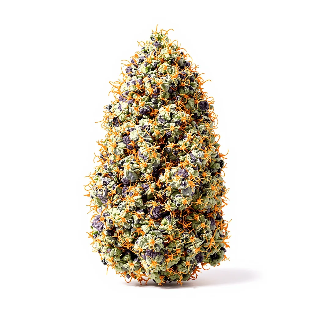 Woody Kush 83% indica / 17% sativa flower with visible trichomes
