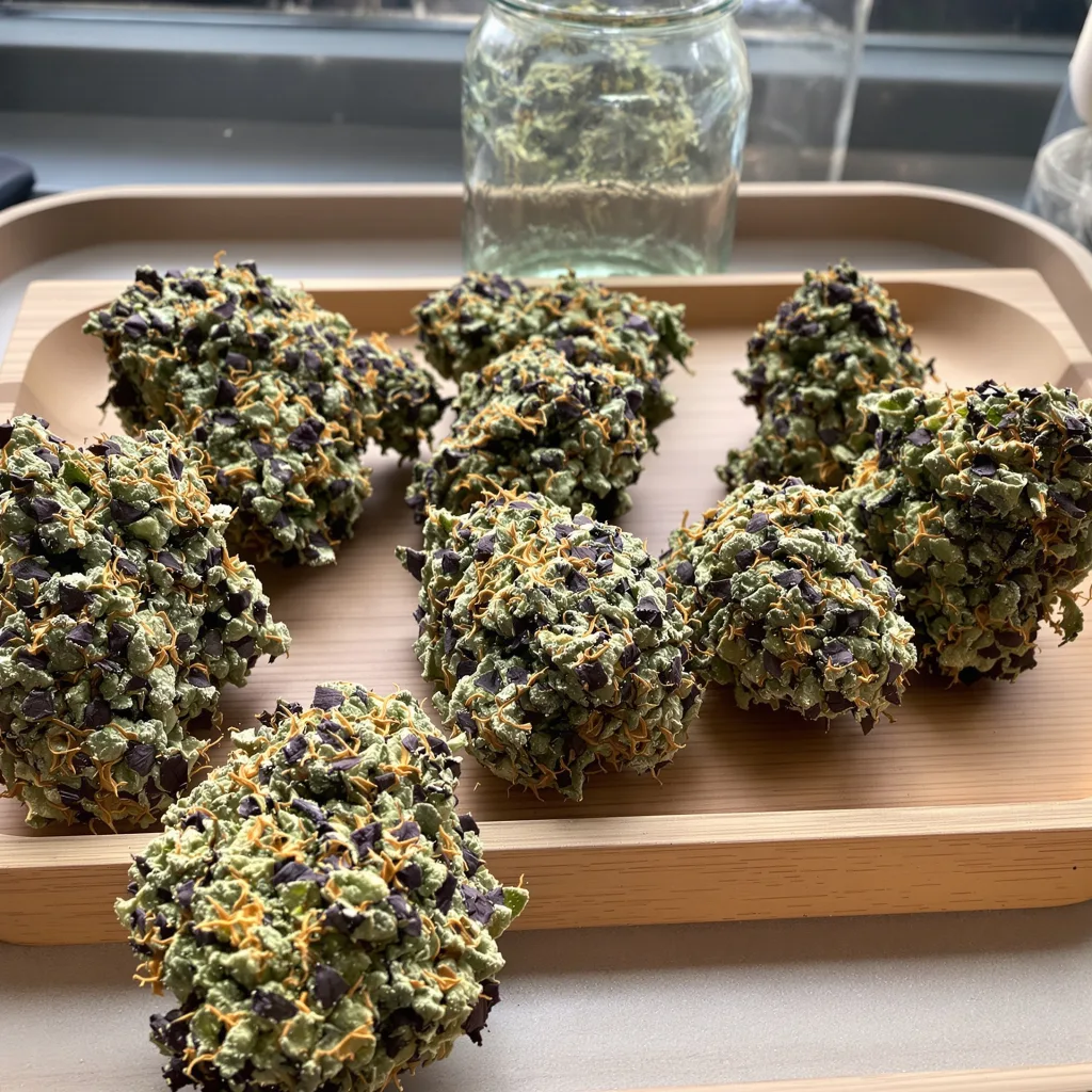 XXX 420 65% indica / 35% sativa flower with visible trichomes