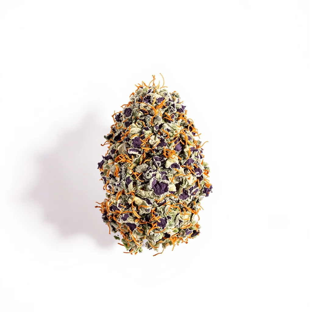 XXX 420 65% indica / 35% sativa flower with visible trichomes