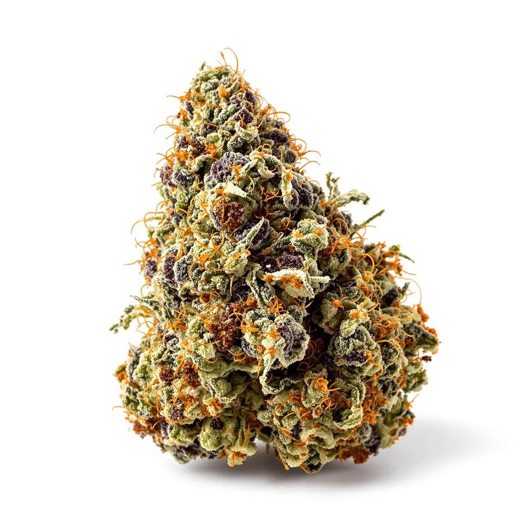 XXX OG 75% indica / 25% sativa flower with visible trichomes