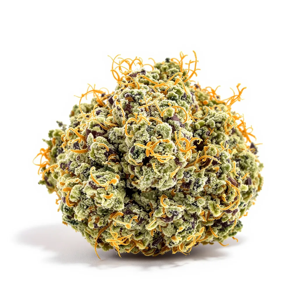 Yoda OG 39% indica / 61% sativa flower with visible trichomes