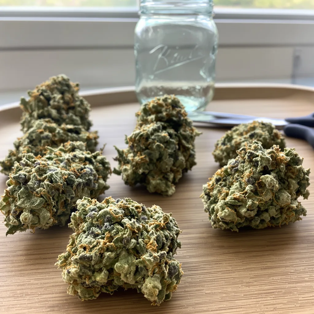 Zkittlez 59% indica / 41% sativa flower with visible trichomes