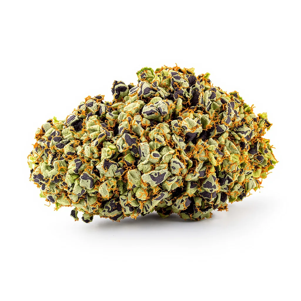 Zombie OG 68% indica / 32% sativa flower with visible trichomes